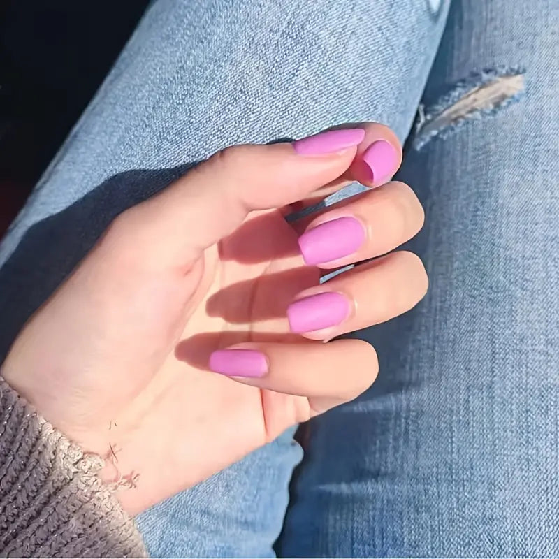 Multi Color Matte Square Press-On Fake Nails for Women (24pcs)