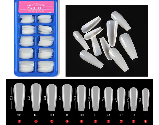 100pcs Press-On Long Ballerina False Nails (One Set)