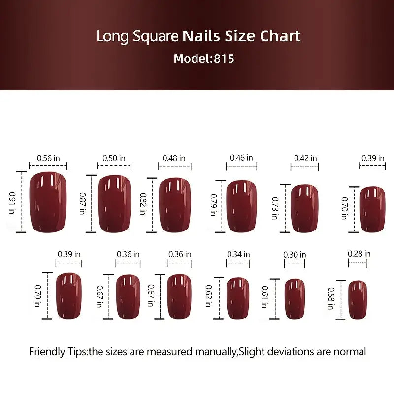 Multi Color Matte Square Press-On Fake Nails for Women (24pcs)